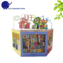 Kids Educational 6 lados Multi-funcional 6 em 1 grande brinquedo inteligente de madeira Super Toy Learning Cube